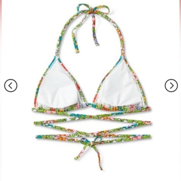 Wild Fable™ Floral Print Women's Triangle Wrap Bikini Top XXS - Picture 7 of 7